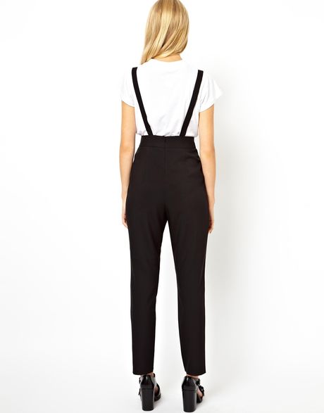 Asos Asos Petite Evening Trousers with Braces in Black | Lyst