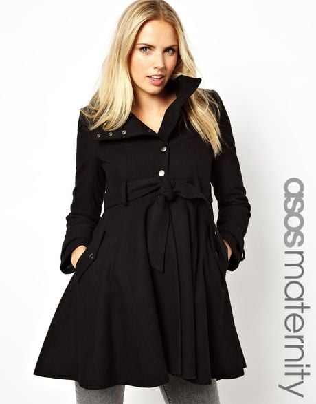 Asos Maternity Asos Maternity Fit and Flare Coat with Popper Front in ...