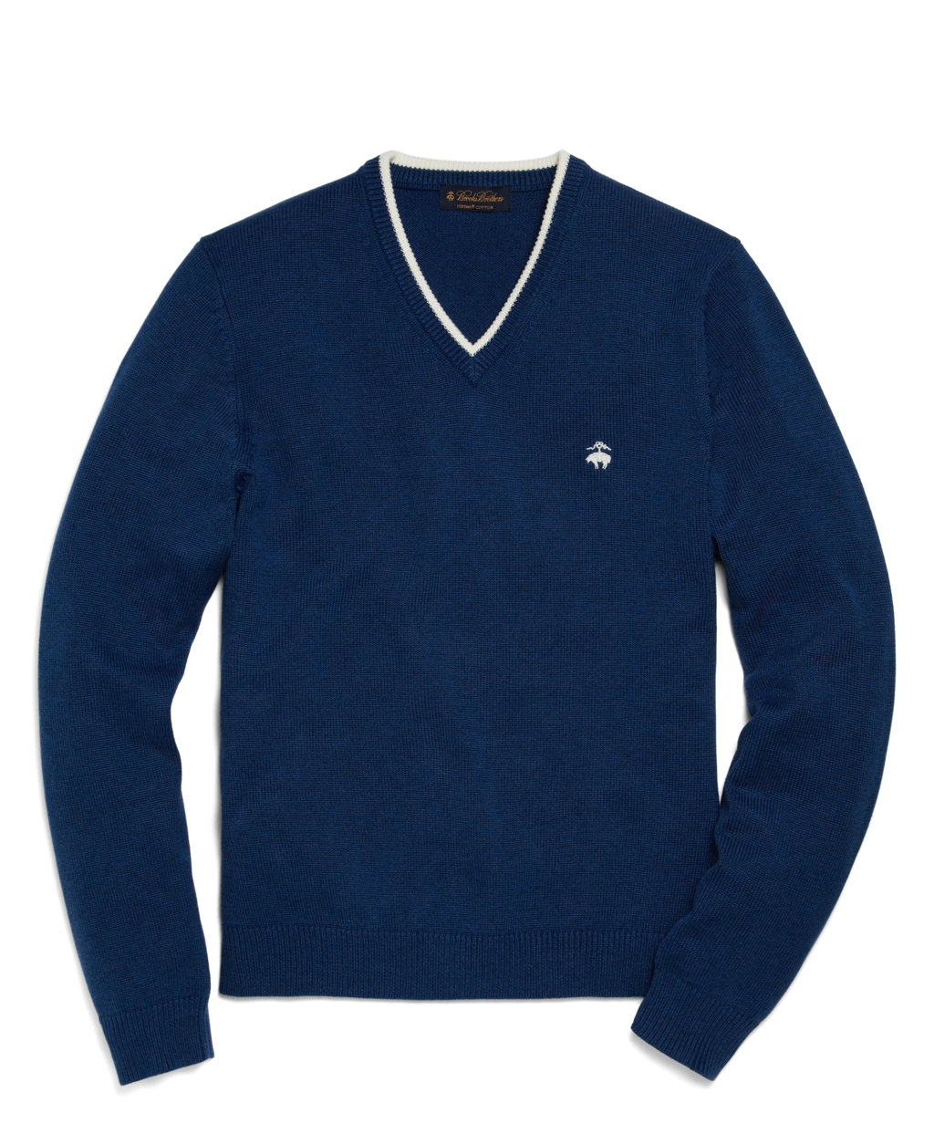 Brooks Brothers Sevengage Supima Golden Fleece Vneck Sweater in Blue