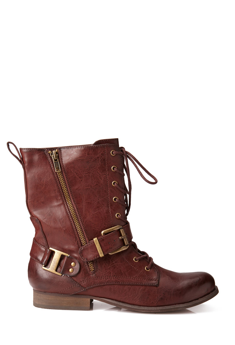 Forever 21 Runaround Combat Boots in Brown (WINE) | Lyst