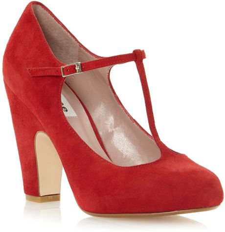 red block heel court shoes