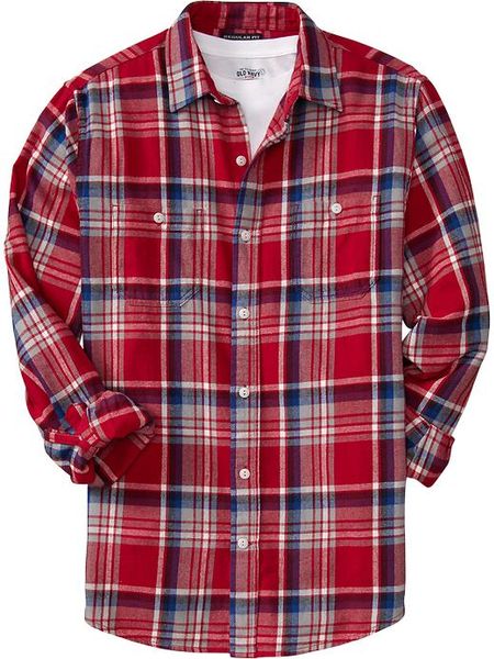 Old Navy Regularfit Flannel Shirts in Red for Men (Reddy Set Go ...