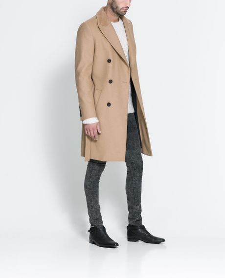Zara Camel Coat in Beige for Men (Camel) | Lyst