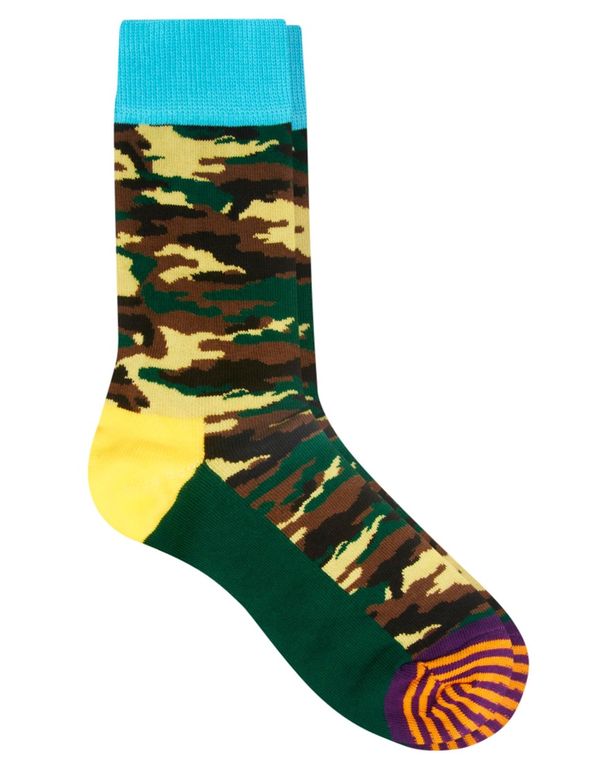 French Connection Happy Socks Camouflage Socks in Green | Lyst
