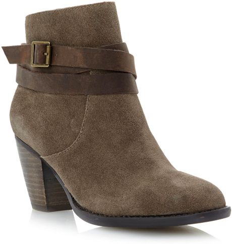 Steve Madden Morrgan Buckle Strap Ankle Boots in Gray (Grey) | Lyst