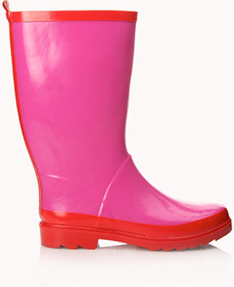 Forever 21 Classic Rain Wellies in Pink (PINKORANGE) Forever 21 Classic Rain Wellies in Pink (PINKORANGE)