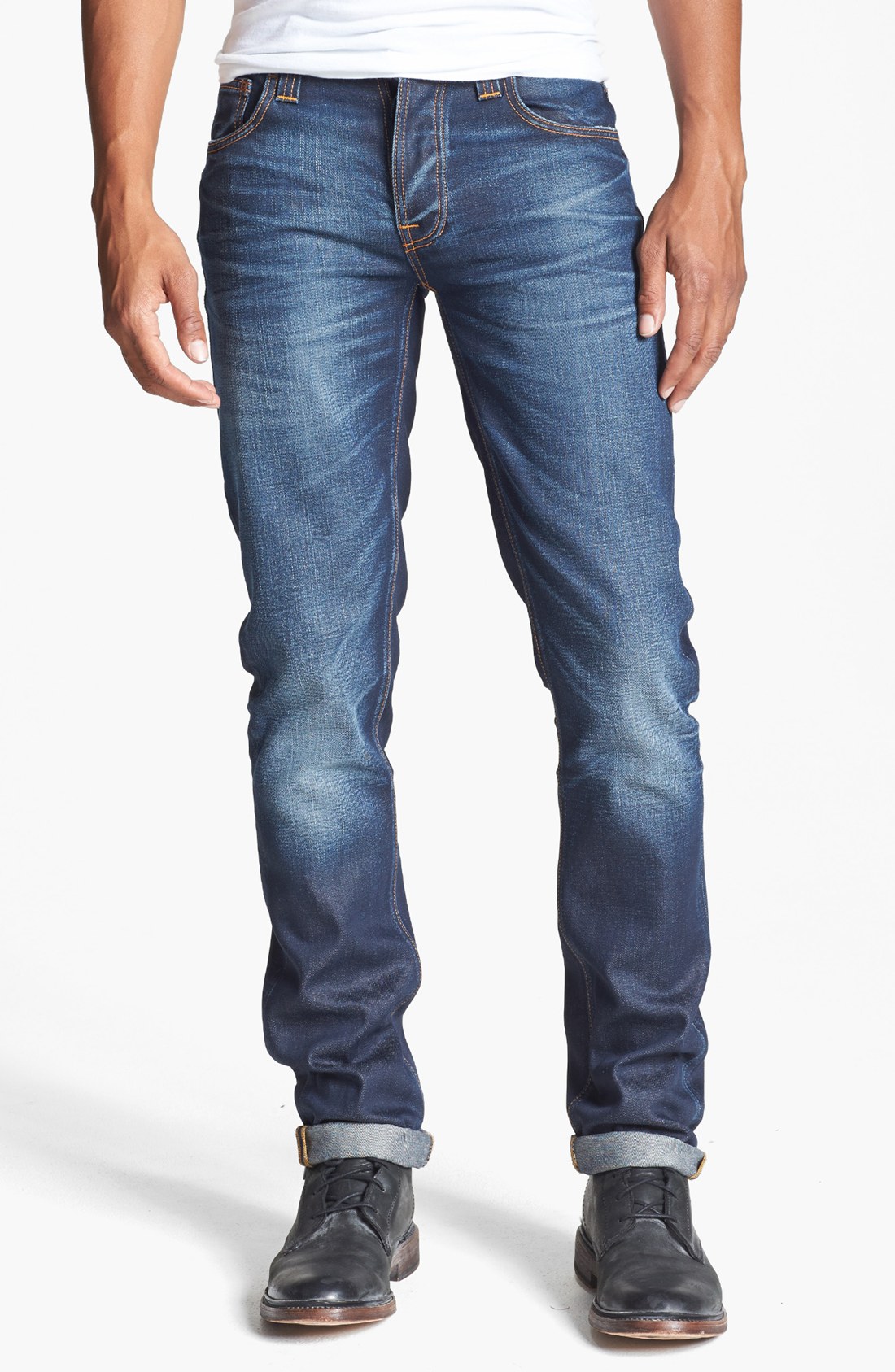 Nudie Jeans Grim Tim Skinny Fit Jeans in Blue for Men Steely