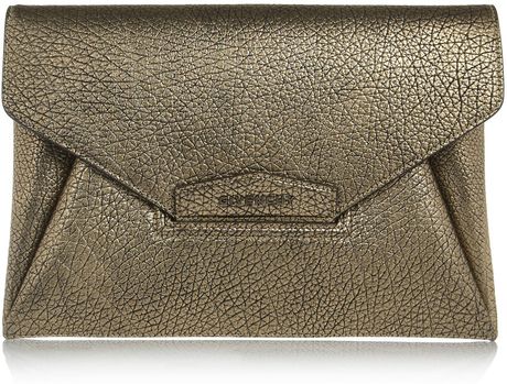 givenchy antigona envelope clutch in gunmetal leather in gold lyst givenchy antigona envelope clutch in gunmetal leather in gold lyst