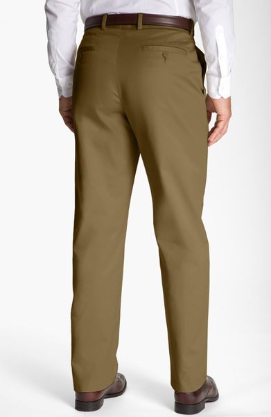 John W. NordstromÂ® Smartcare Flat Front Supima Cotton Pants in Khaki ...