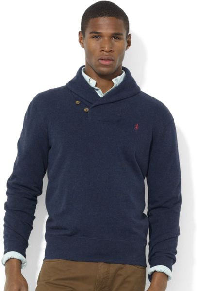 Ralph Lauren Shawl Collar Fleece Pullover in Blue for Men (Winter Navy) | Lyst
