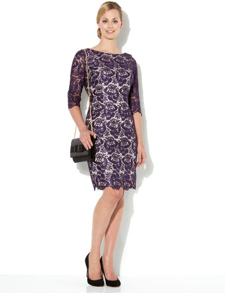 Untold Lace Dress with Sleeves in Purple