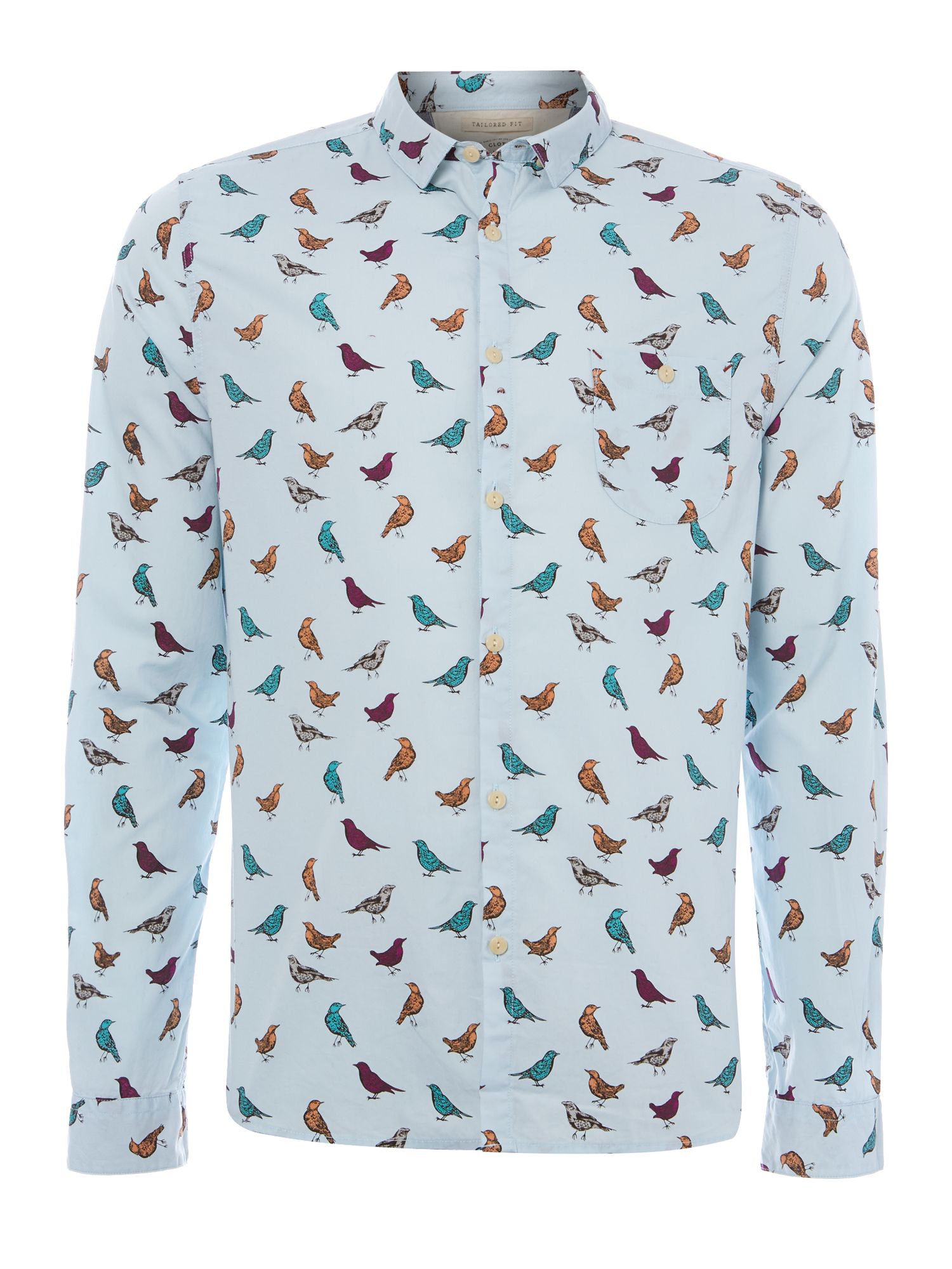 Linea Bird Print Long Sleeve Shirt In Multicolor For Men Blue Lyst