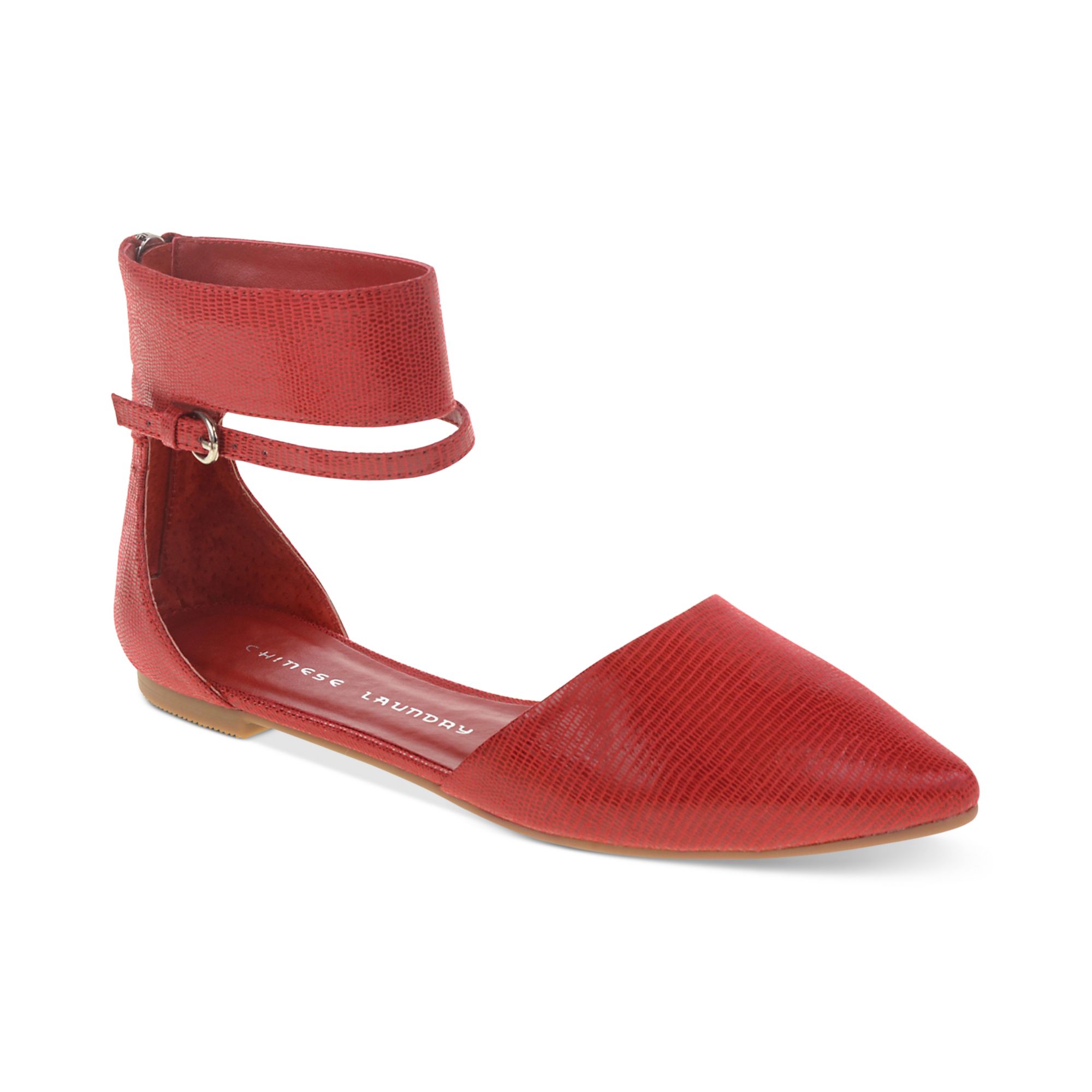 red flats with strap