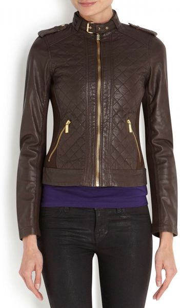 about MICHAEL Michael Kors Womens Tan Leather Moto Jacket Size L