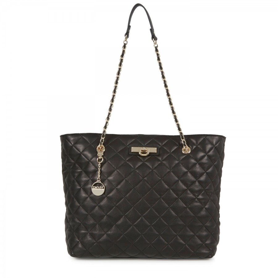 Dkny Quilted Leather Tote in Black | Lyst