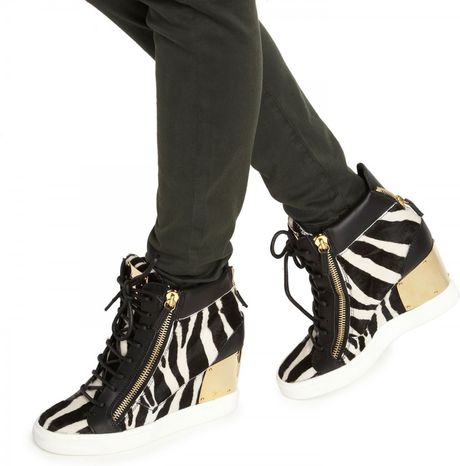 Giuseppe Zanotti Zebra Print Wedge Hitop Trainers in Black | Lyst Giuseppe Zanotti Zebra Print Wedge Hitop Trainers in Black | Lyst
