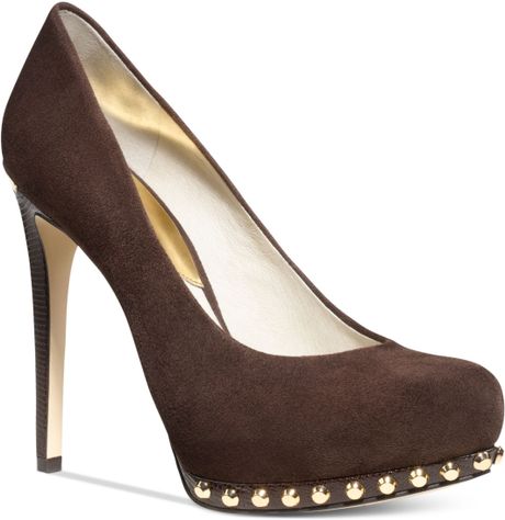 dark brown platform pumps