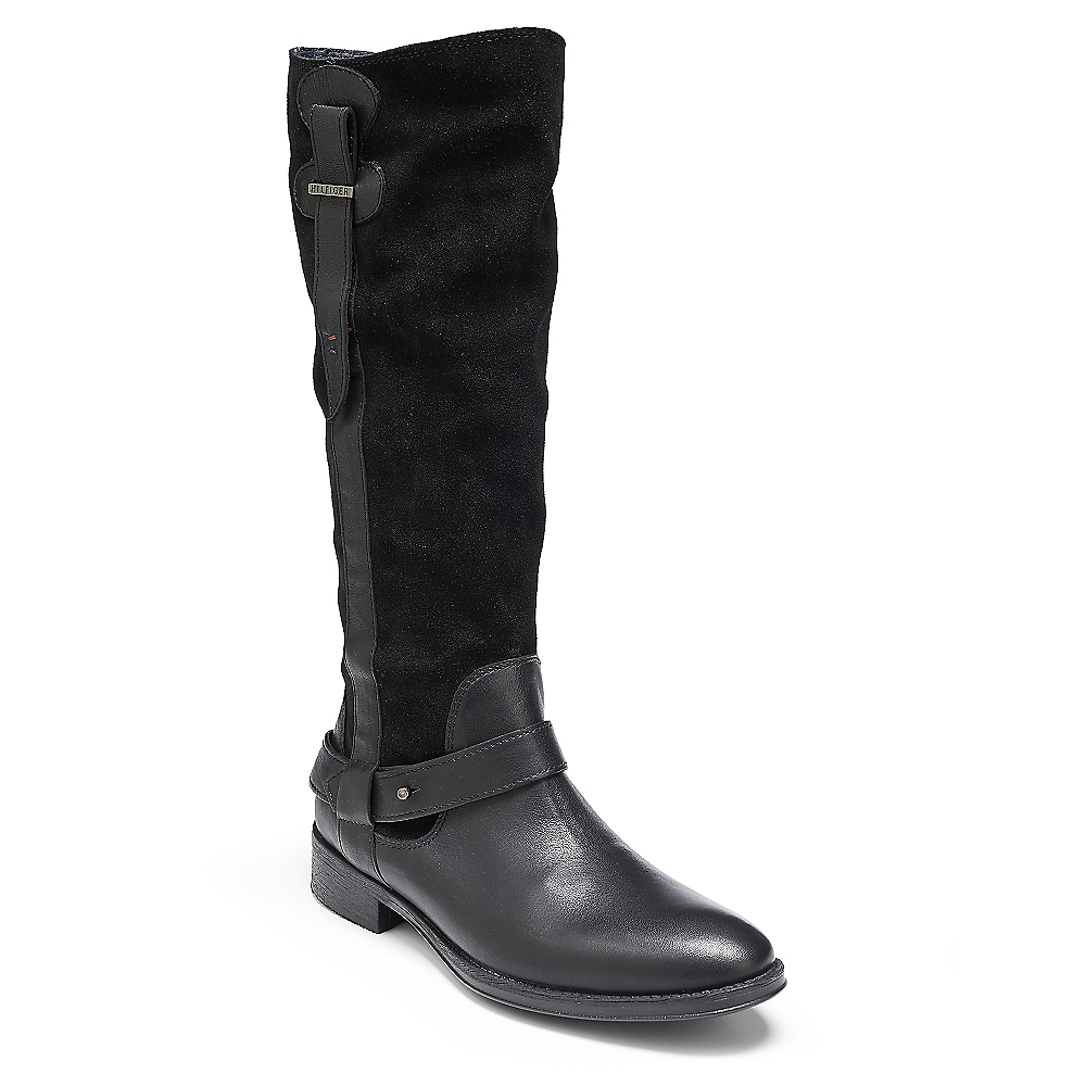 Tommy Hilfiger Colorblock Suede Leather Flat Boot in Black | Lyst