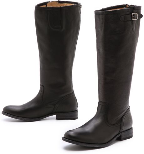 Frye Pippa Back Zip Tall Boots in Black