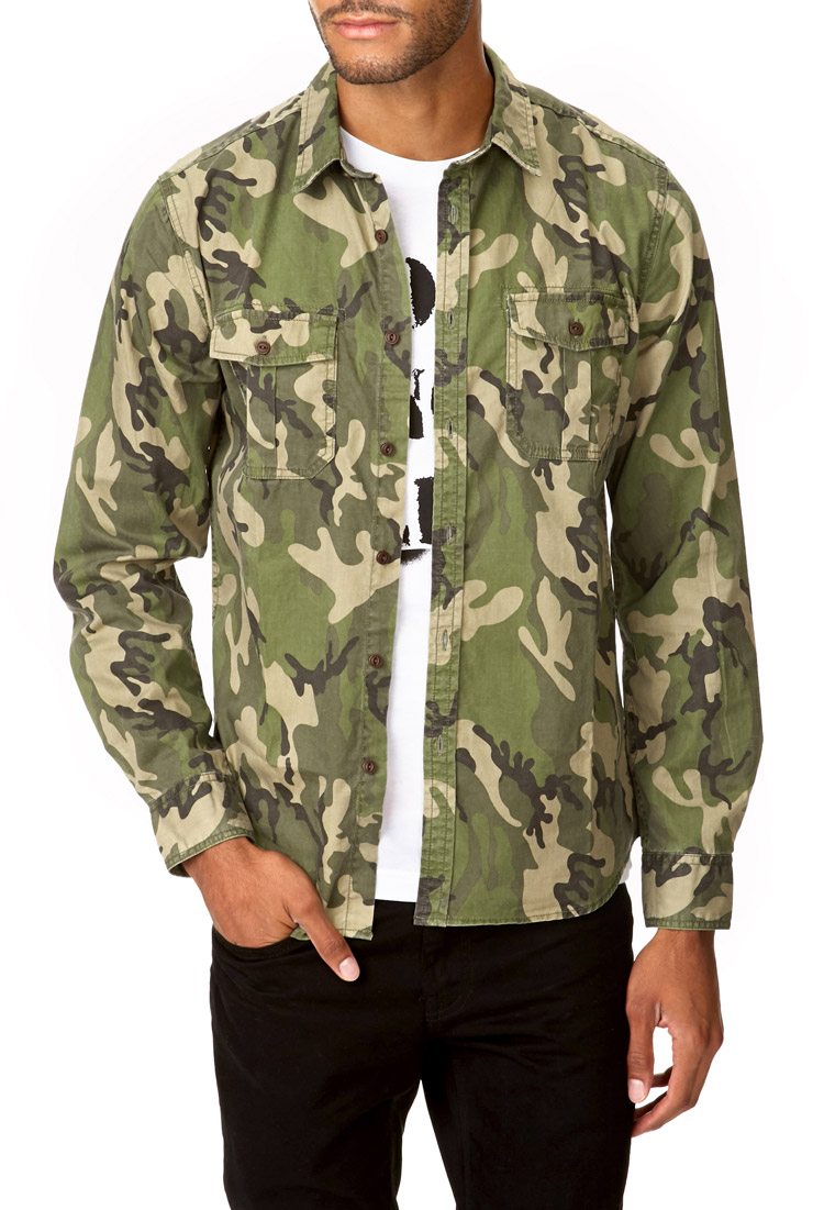 21men Classic Fit Camo Shirt in Green for Men (Olive/green) Lyst