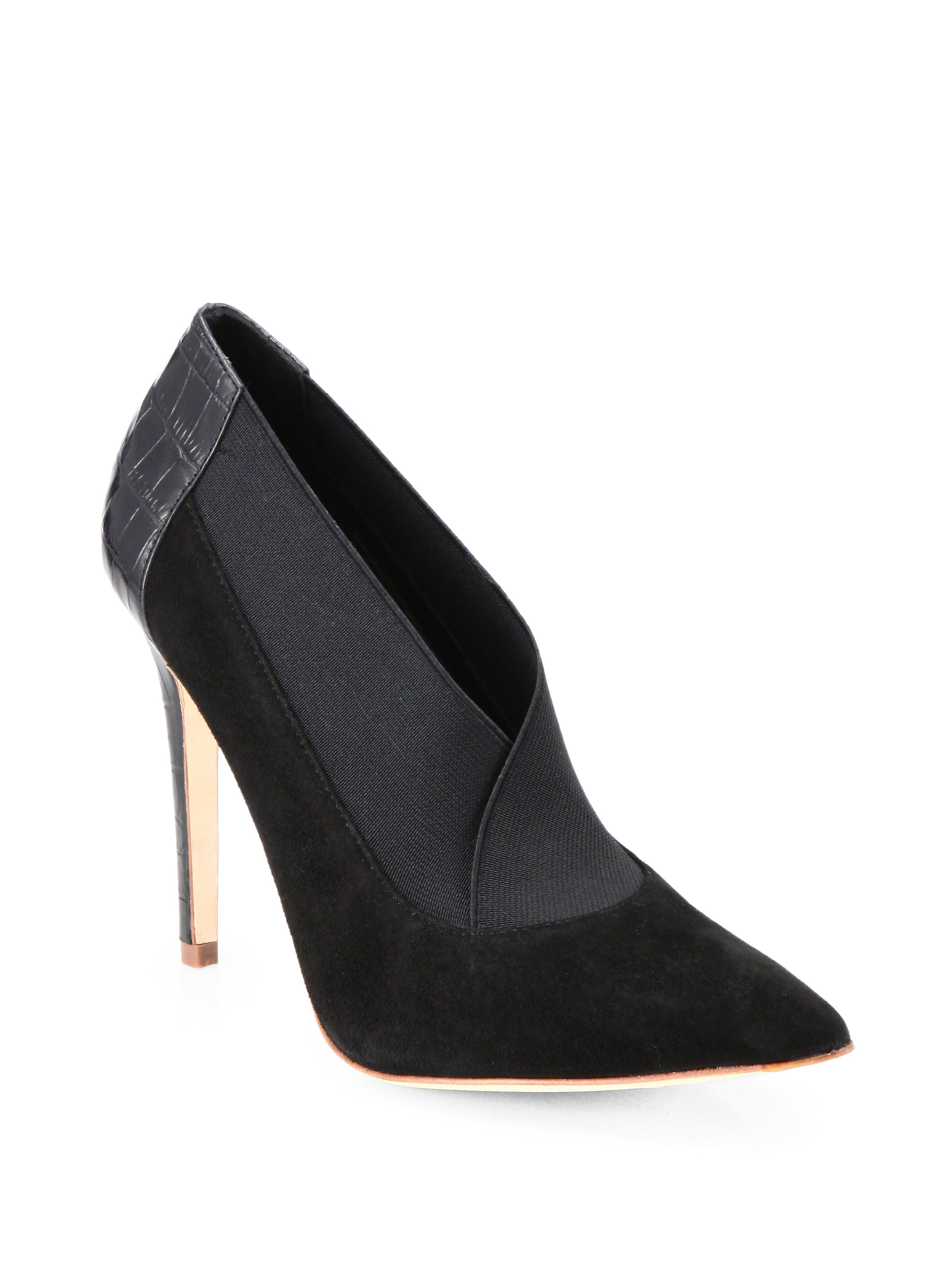Elie Tahari Alexis Suedestretch Ankle Boots in Black Lyst