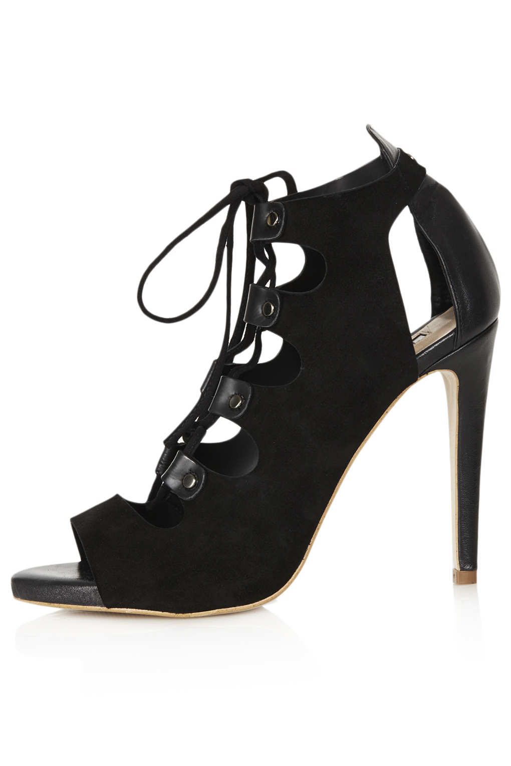 Topshop Gala Lace Up Cut Out Ghillie Shoes in Black | Lyst