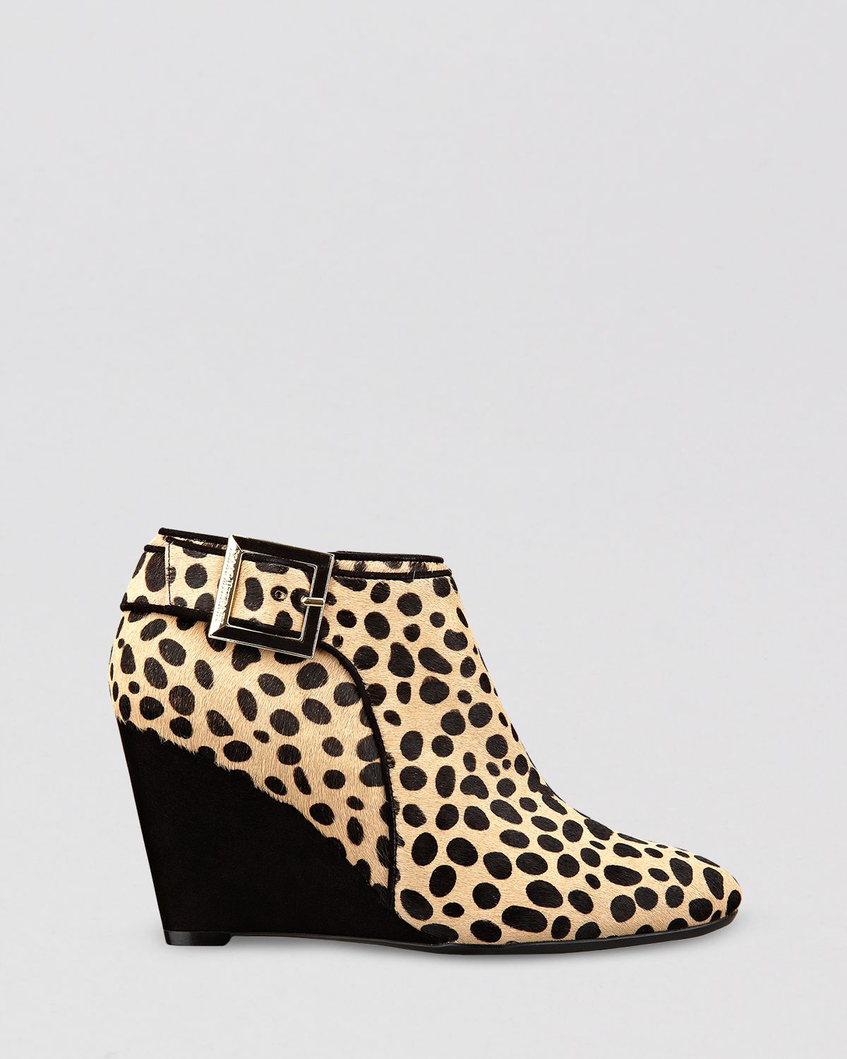 Isaac Mizrahi Wedge Booties Winona Leopard Print in Beige (Animal Haircalf) | Lyst