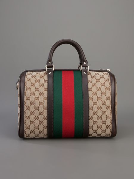 Gucci Vintage Web Boston Bag in Brown | Lyst