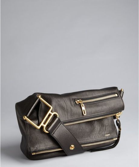 Chloé Black Leather Zip Pocket Vanessa Medium Crossbody Bag in Gray (black) | Lyst