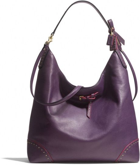Coach Poppy Shoulder Bag in Studded Leather in Purple (B4BLACK VIOLET ...
