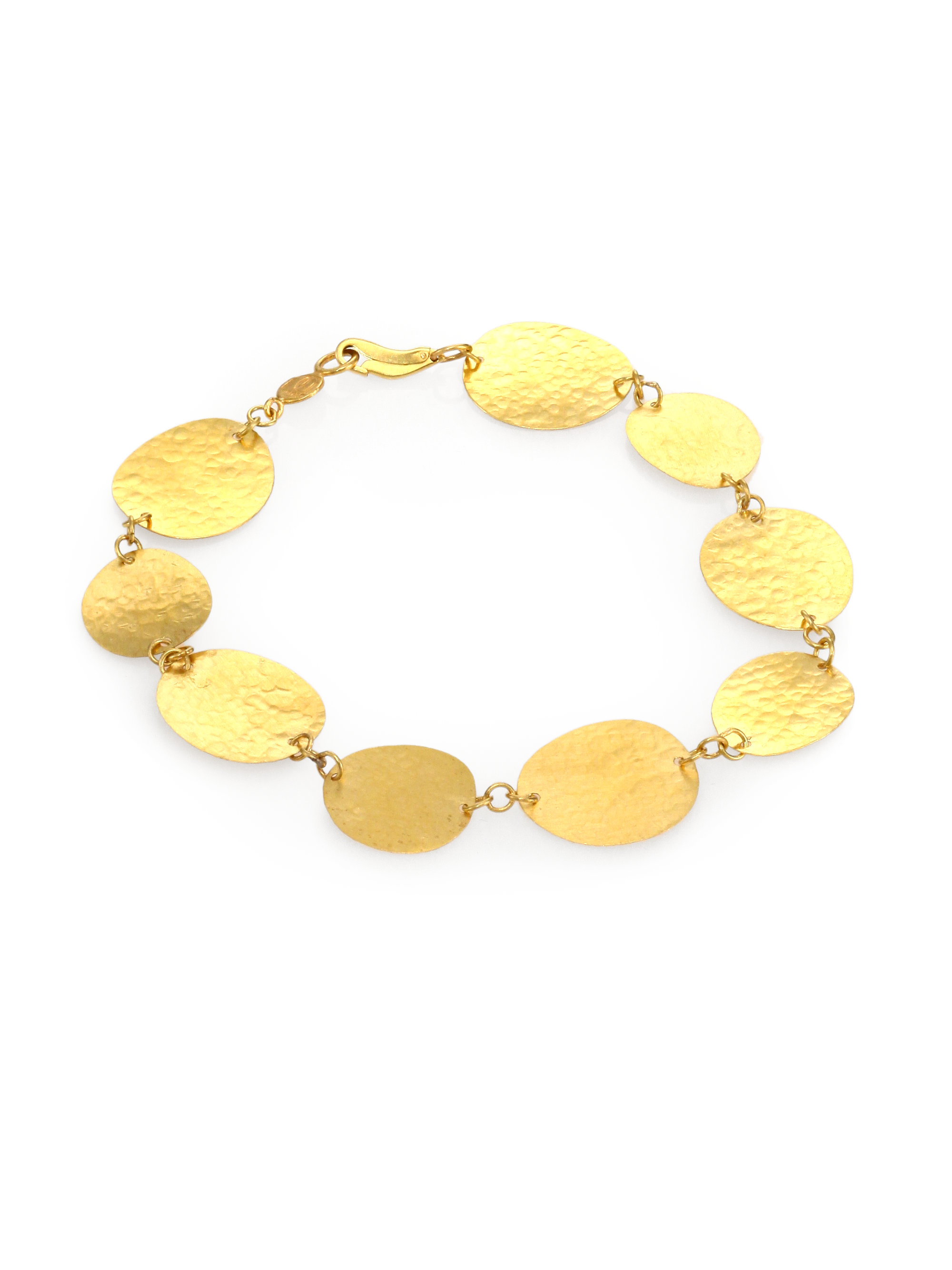 Gurhan 24K Yellow Gold Hammered Disc Link Bracelet in Gold Lyst