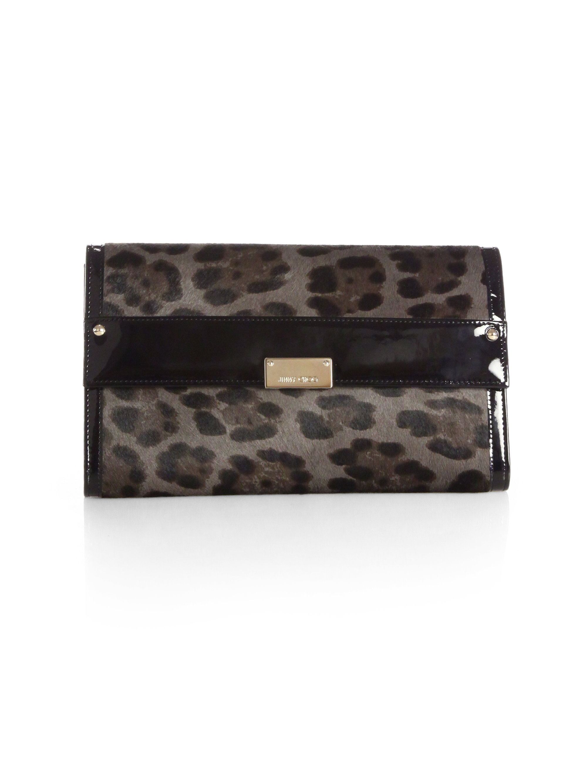 Jimmy Choo Reese Leopard Calf Hair Clutch in Brown (SMOKE) Lyst