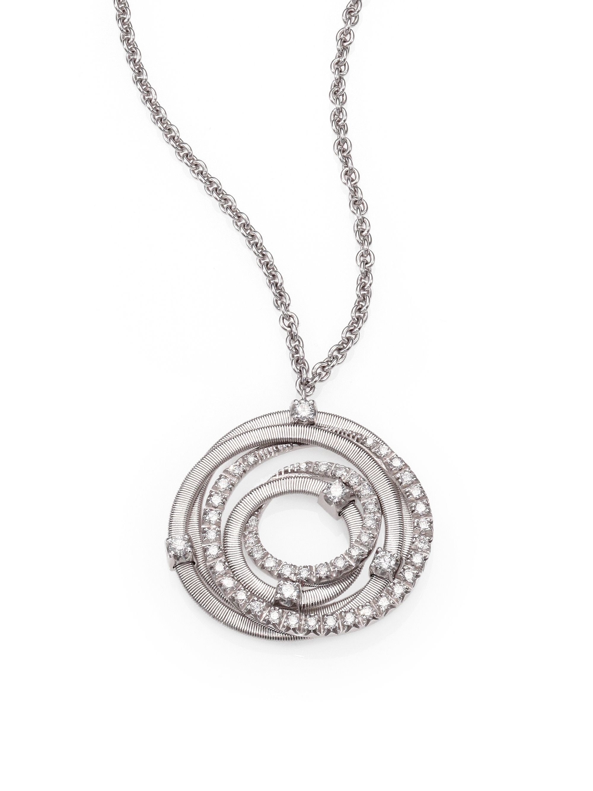 ... White Gold Five Interlocking Ring Pendant Necklace in Silver (WHITE