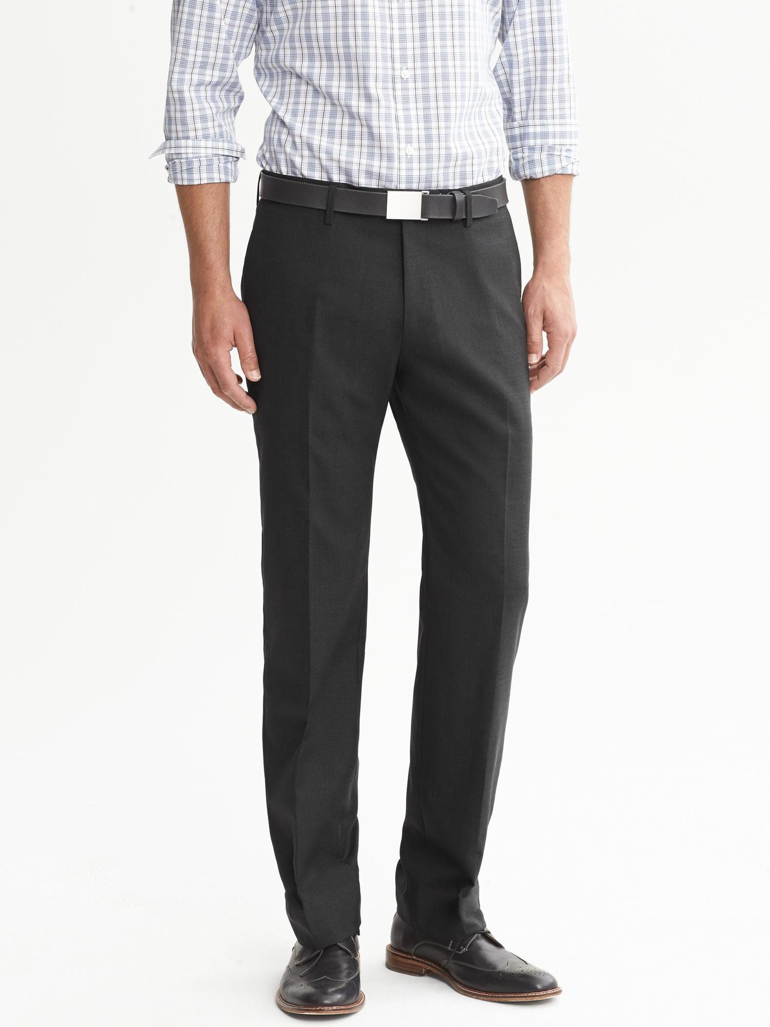 Banana Republic Tailored Slim Charcoal Wool Dress Pant in Gray for Men