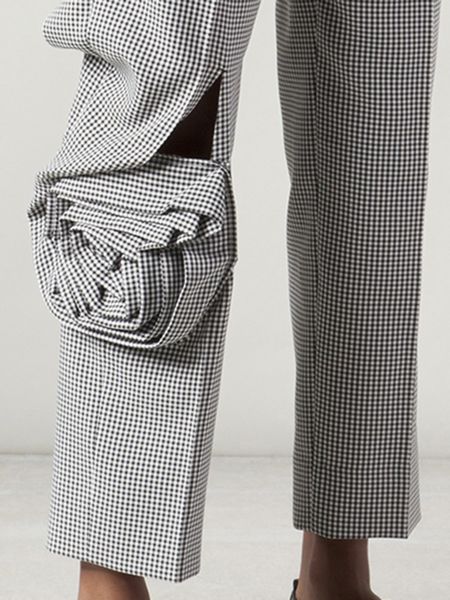 Comme Des Garçons Gingham Check Flower Trouser in Gray (black) | Lyst