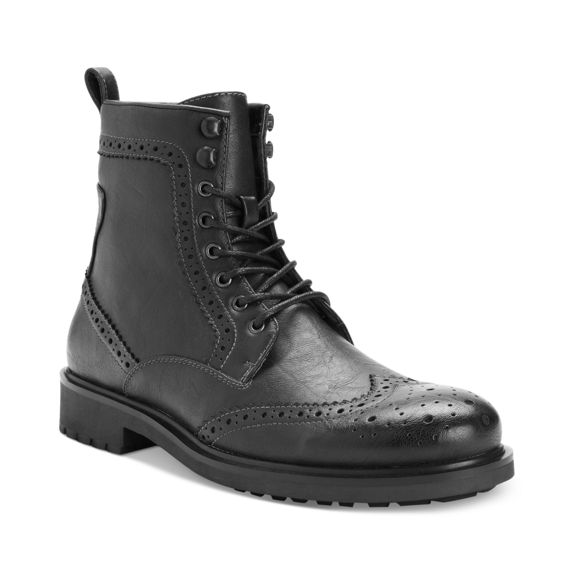 Steve Madden Madden Shoes Mofit Wingtip Boots in Black for Men | Lyst