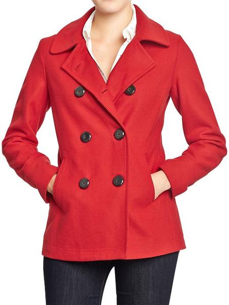 Old Navy Classic Pea Coats in Red (Robbie Red) | Lyst