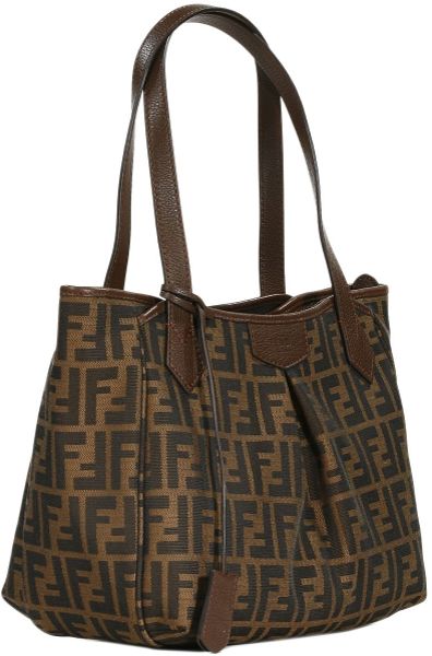 Fendi Bag Shopping with Zip Zucca Small in Brown (marron) | Lyst