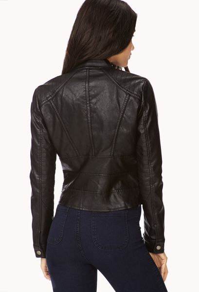 Forever 21 Casualchic Faux Leather Jacket in Black | Lyst