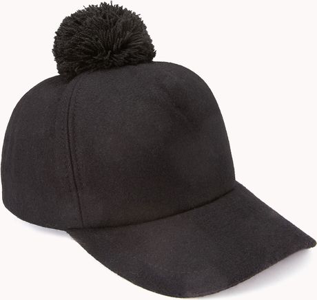 Forever 21 Cool Girl Pom Pom Baseball Hat in Black