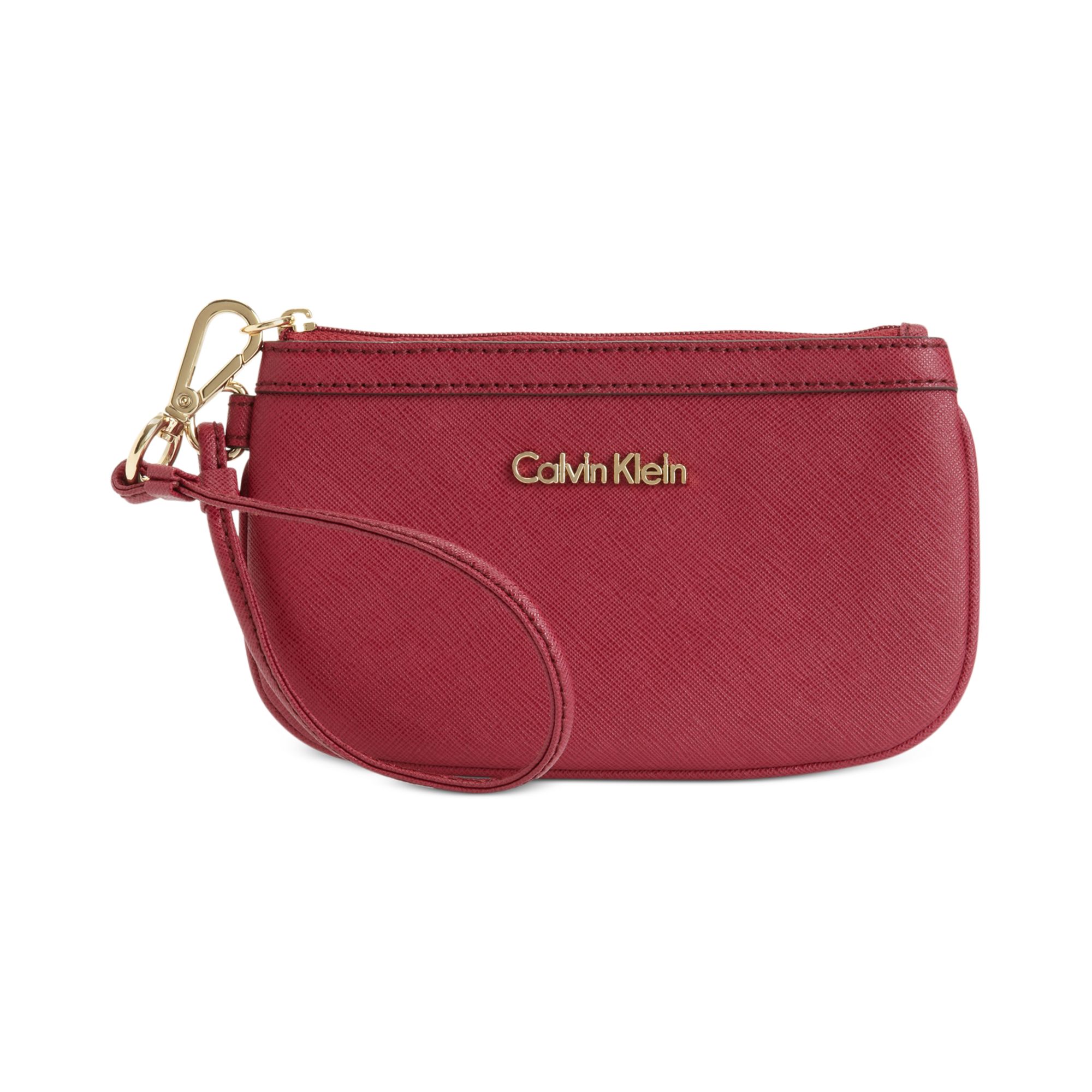 Calvin Klein Calvin Klein Handbag Saffiano Leather Wristlet in Red