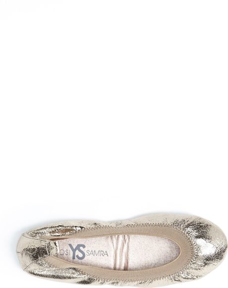 gold foldable ballet flats