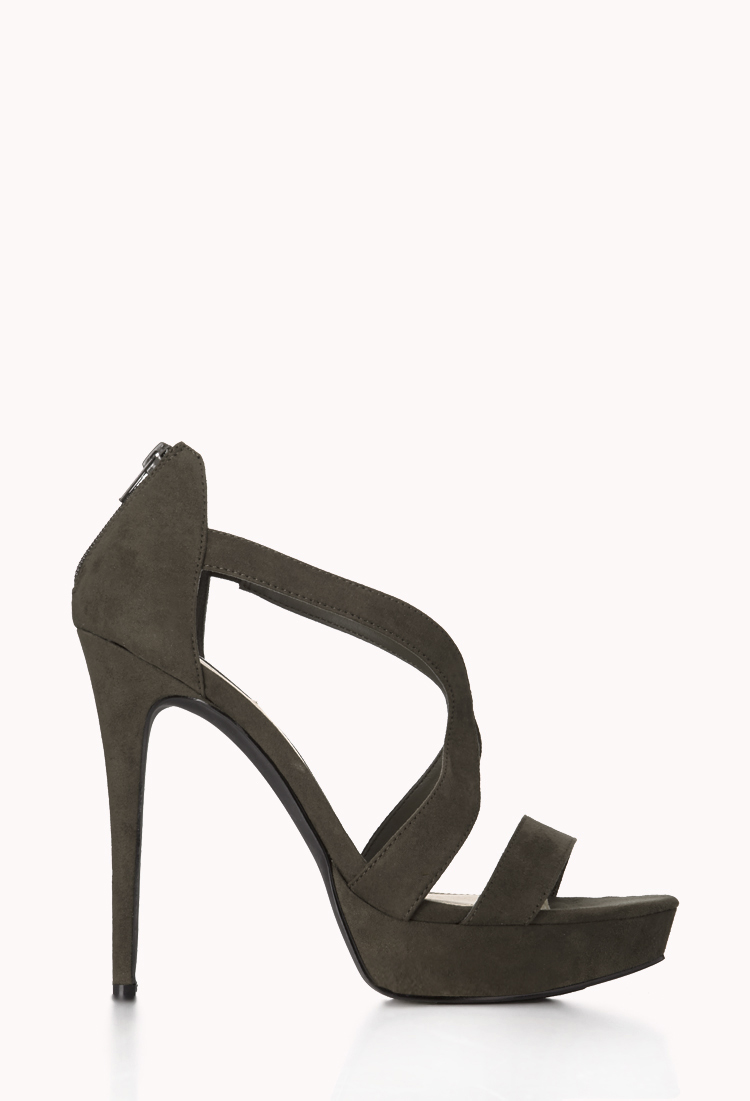Forever 21 Clear Cut Stiletto Sandals in Black (Grey)