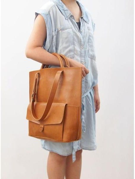 Harlex Personalized Leather Tote Bag in Brown (multi)