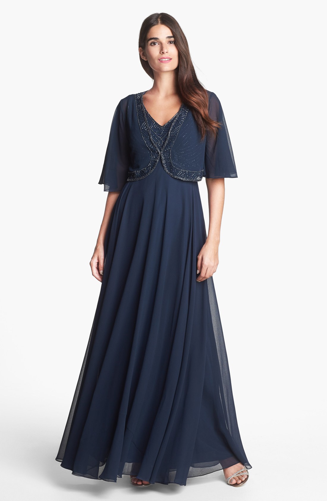 chiffon gown with jacket