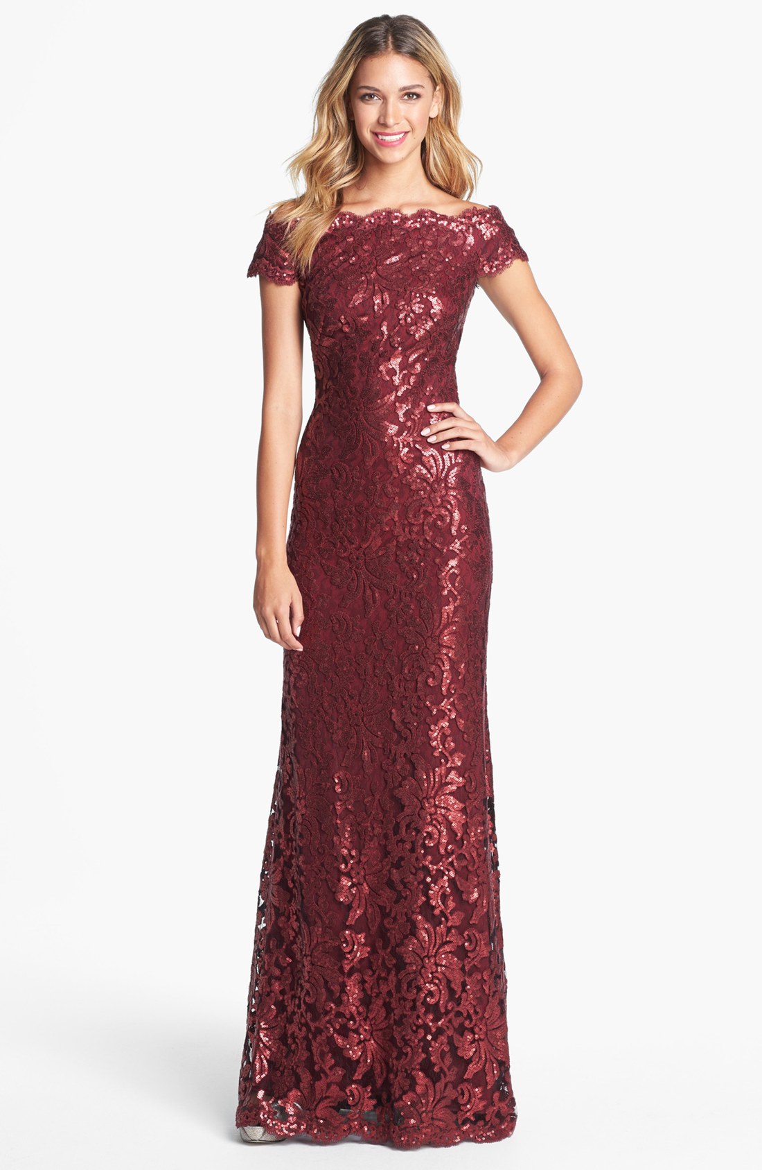 tadashi sequin lace gown