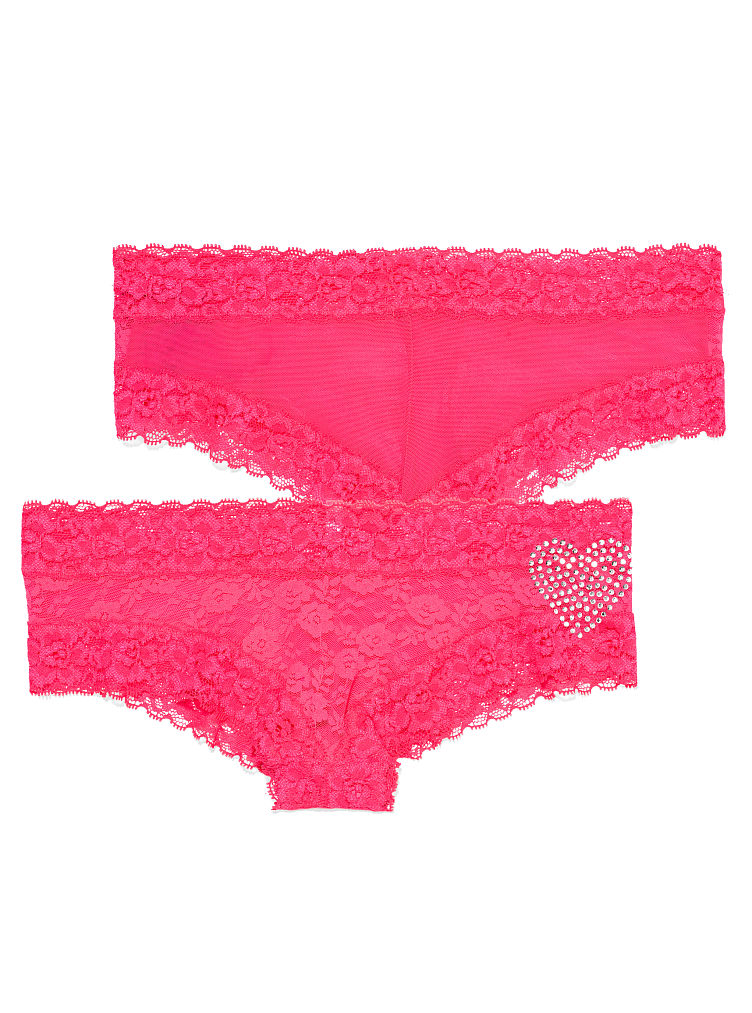 Victoria's Secret Lace Front Cheekster Panty in Pink (bling heart pink