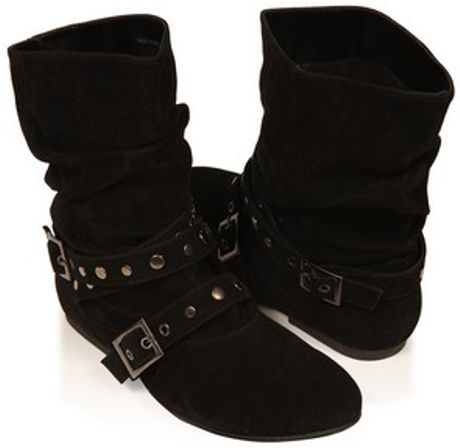 Forever 21 Slouchy Studded Ankle Boots in Black