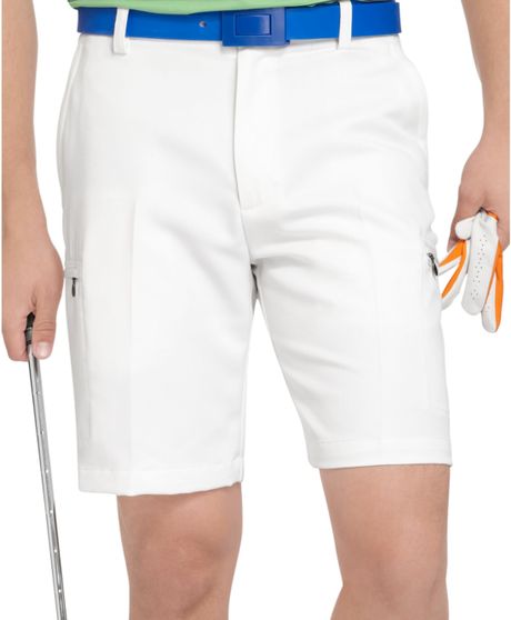 Izod Microsanded Sportflex Zip Cargo Shorts in White for Men | Lyst
