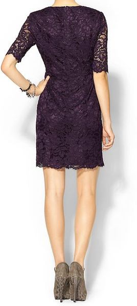 Shoshanna Lace Davina Dress in Purple (Deep violet)